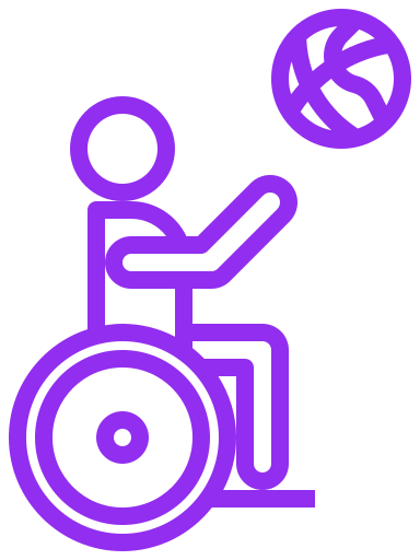 Ikonka zobrazující vozíčkáře hrající si s míčem